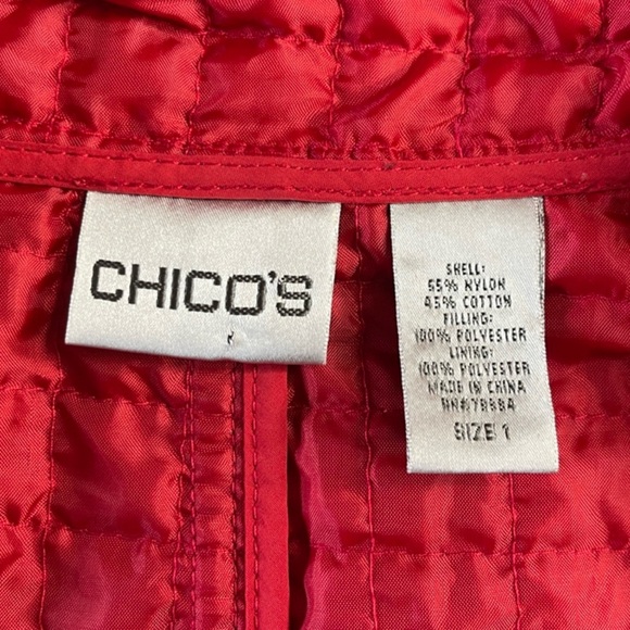 Chico's Red Quilted Zip Up Pocket Vest - Size 1 / Medium / 8 - Picture 6 of 12